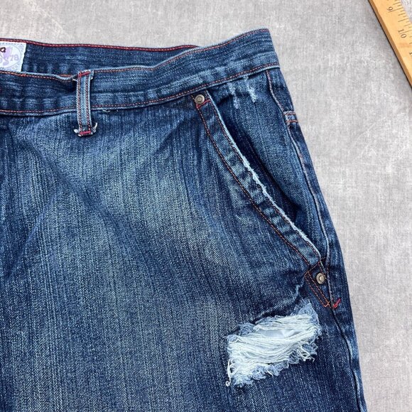 Gilyard Mfg Co Jeans Men 46W x 34L Blue Red Distress Heavy Ounce Y2K Hip Hop‎ - Picture 3 of 14